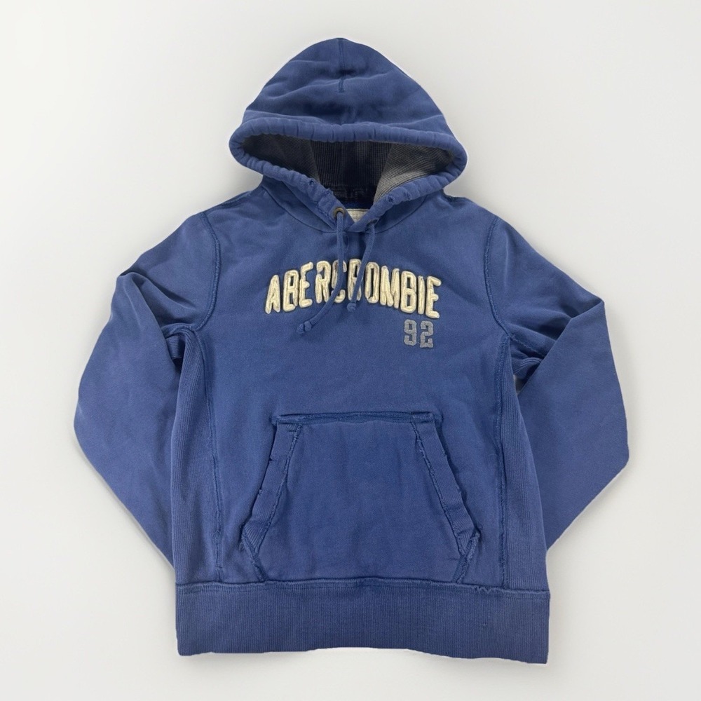 Vintage Y2K Abercrombie 92 Blue Pullover Hoodie Mens Medium Spell Out